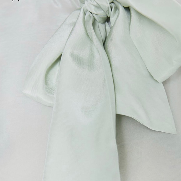 Zara Sea Green Pussybow Satin Blouse - Picture 6 of 7